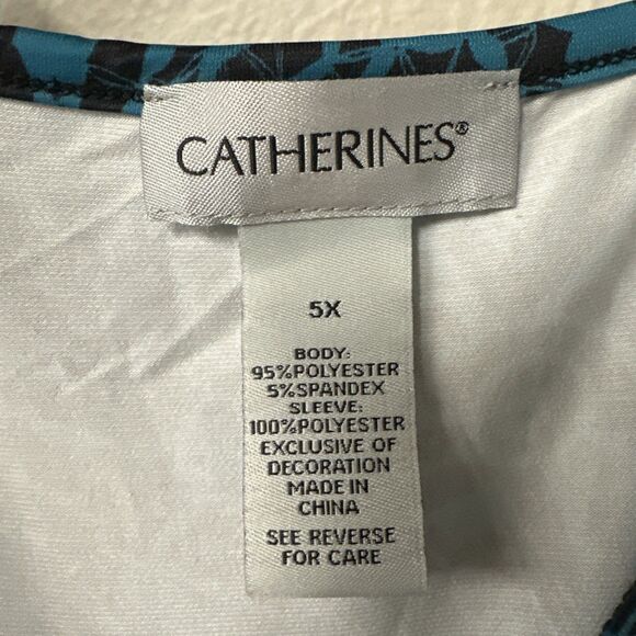 Catherines Midi Shift Dress 5X Tulip Slit Sleeve Ombré Embellishment Neck Boho - Picture 7 of 13